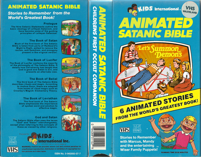 ANIMATED SATANIC BIBLE VHS CUSTOM VHS COVER